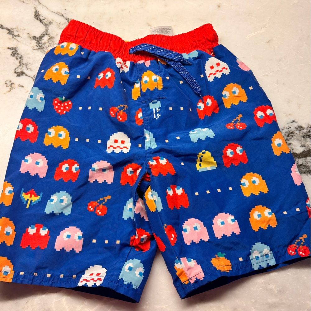 Boys 5 6 PAC-MAN Swim Shorts like new